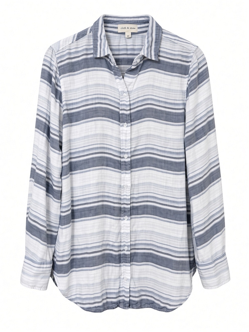 Cloth & Stone Striped Button Down Shirt Size M Blue White